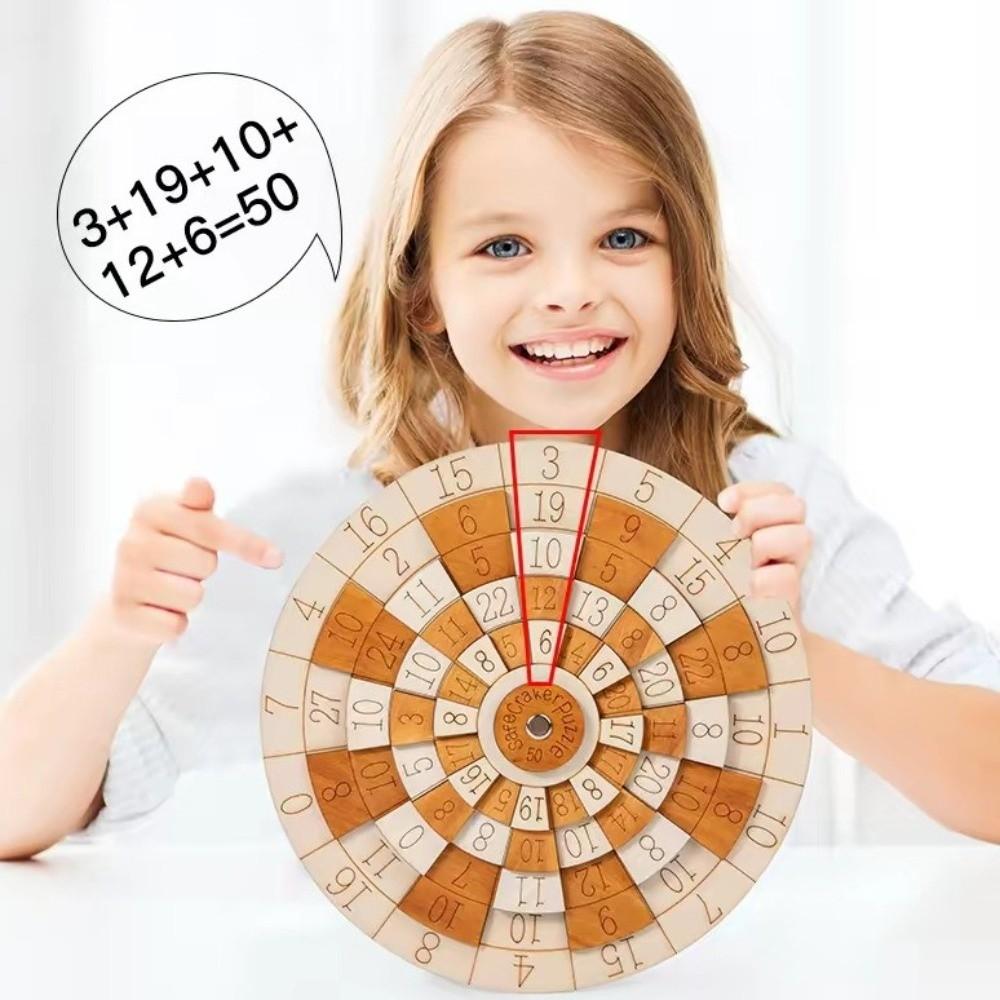 Difficult Math Game Number Puzzle Round Turntable Brain Teaser Toy Wooden Puzzle Children Learning