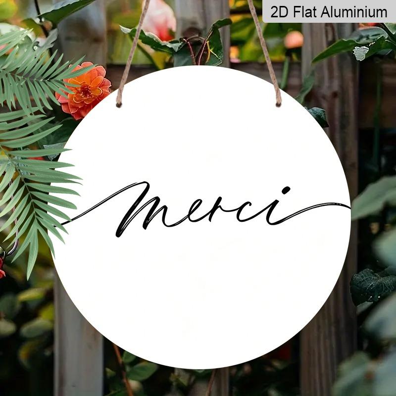 2D Flat Retro Aluminum Wall Stickers in Various Sizes. The French "Merci" Thank-you Plaque Features A Simple and Elegant Style, Making It A Perfect