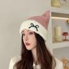 Embroidery Cat Ears Hat Bow Winter Knitted Hat Personality Knitted Beanie Hat  Winter/Autumn