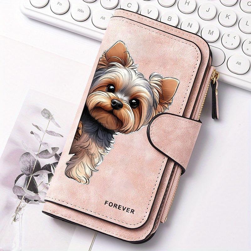 Women's Long Wallet for Yorkshire Terrier Lovers 3-Fold Card Holder with Multiple Pockets Printed Zipper Wallet Cash ID Credit Card Organizer Perfect
