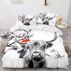Домашний текстиль Постельное белье с принтом шотландского скота Цифровая печать Трехпредметный комплект Цифровая печать