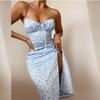 Women Sexy Floral Print  Dresses Sexy Sleeveless V-neck  Summer Dresses