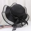 UV Protection Bow Straw Hat Weave Outdoor Visor Cap Fashion Sun Protection Cap  Vacation