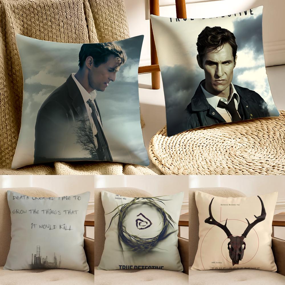 movie noir TTrue DDetective Cushion Cover Pillowcase Antidustmite living Room Sofa Decor Cushion Room