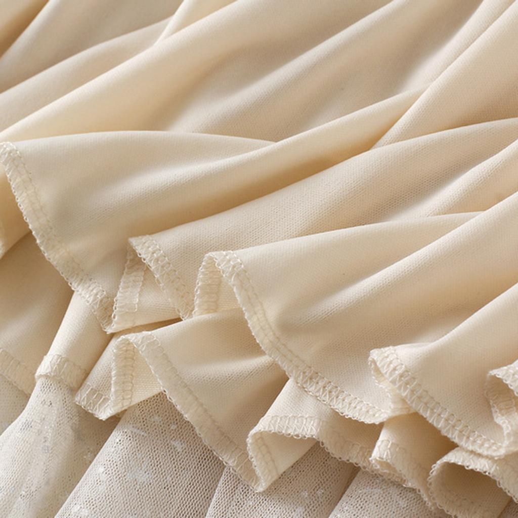 Women's Fashion Casual Solid Color High Waist Ruffle Splicing Mesh Half-body Skirt