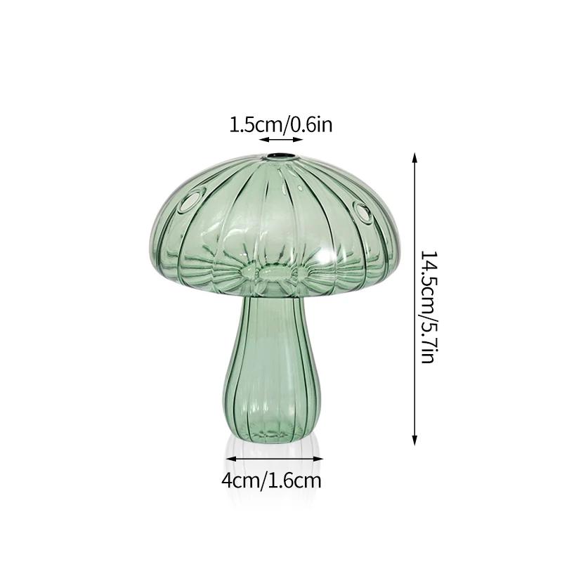 Mushroom Glass Vase Transparent Flower Bottle Small Vase Hydroponic Flower Pot Aromatherapy Bottle Office Desktop Ornament