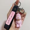 Personalized Silicone Bow Tie Bear Doll Keychain Car Key Chain Cartoon Couple Bag Pendant