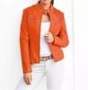 New Women Jacket Orange Handmade Genuine Lambskin Leather Stylish Biker