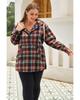 Azura Exchange Red Plus Size Plaid Kangaroo Pocket Drawstring Hoodie