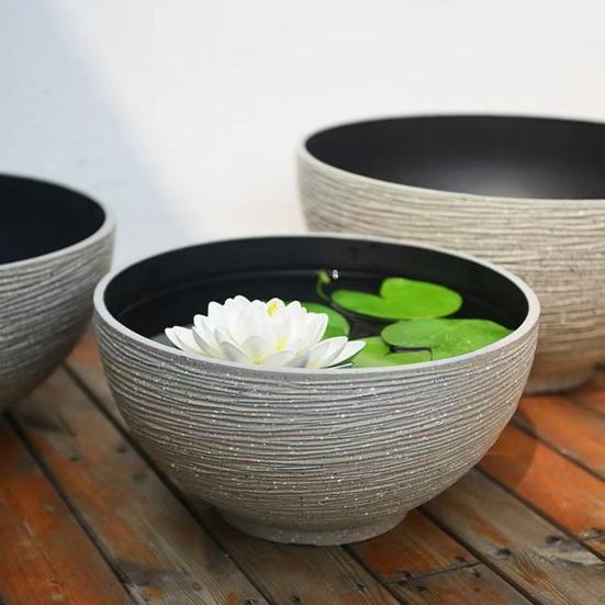 Plant Pot with Drainage, Resin Planter for Indoor Outdoor Plants, Medium Flower Pots for Patio, Balcony Garden Decor