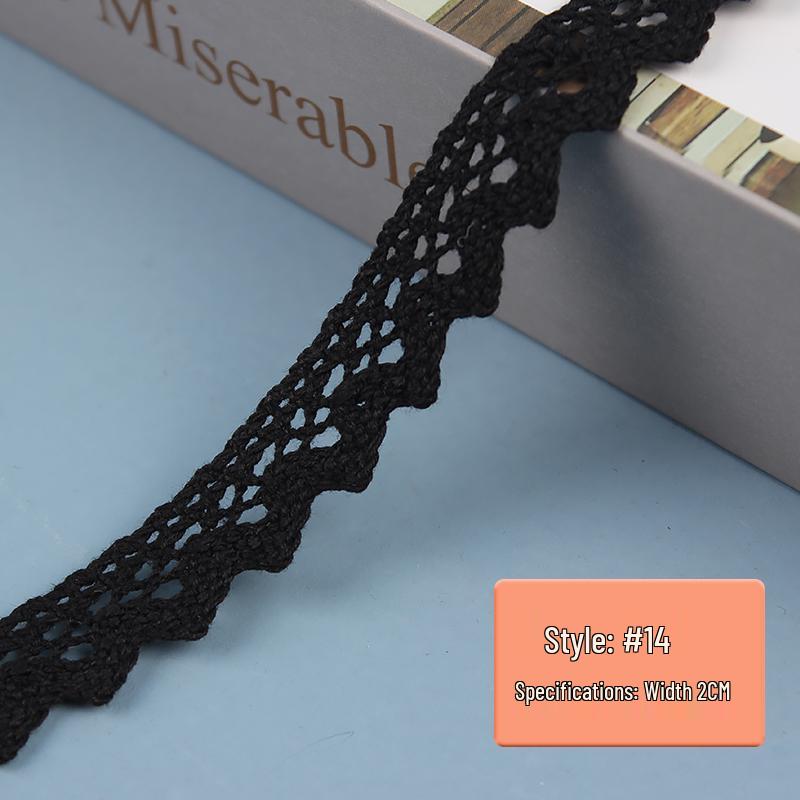 Черное хлопковое кружево для отделки одежды и штор