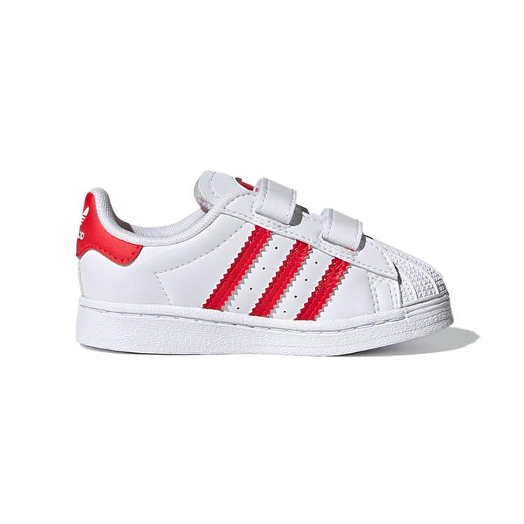 adidas Оригинальные SUPERSTAR Удобные Дышащие Низкие Скейтбордические Кроссовки Белые Красные Для Младенцев и Малышей FZ0644