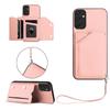 For Samsung Galaxy A25 5G (Global) (161.0 X 76.5 X 8.3mm) Case Card Holder Kickstand Skin-Touch Phone Cover with Wrist Strap