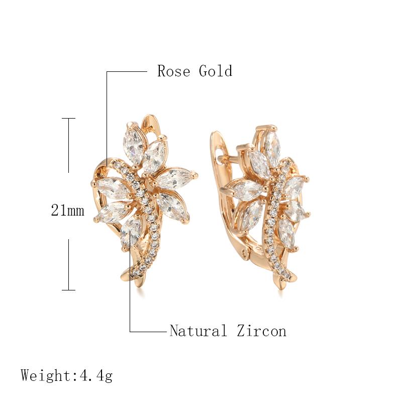 Серьги-цветы из розового золота с блестящими кристаллами для женщин AVE