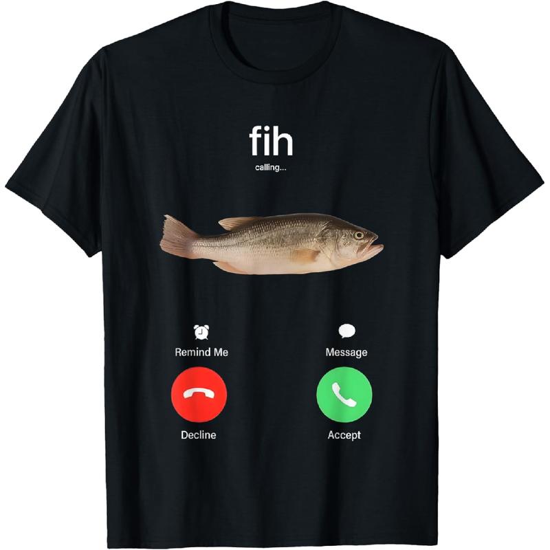 Fih Звонок Напомнить Сообщение Отклонить Принять Телефонный Звонок Рыба Унисекс Футболка
