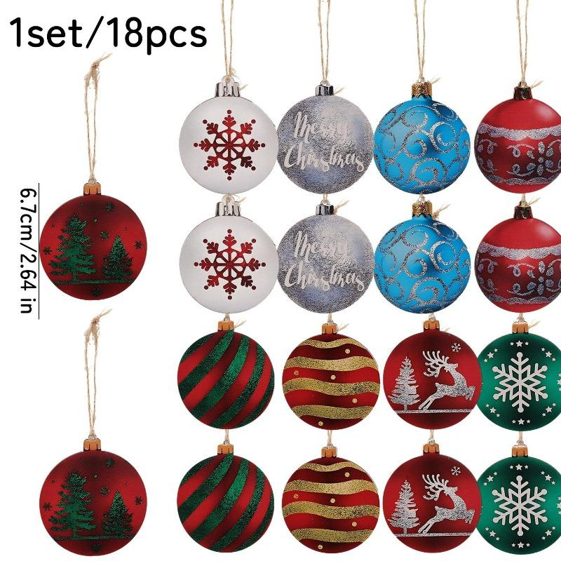 2D Christmas Ball Pendants Kits Wooden Snowflake Elk Xmas Tree Hanging Ornaments DIY Home New Year Party Decoration Supplies