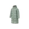 Li Ning Long Hooded Down Jacket With Large Logo Print On The Back Men Outerwear Gray-Green AYMT107-3