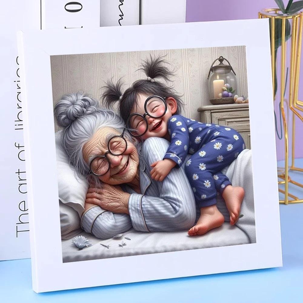 Мультфильм Счастливая бабушка и внучка 5D Полный круглый набор для алмазной живописи Пожилые люди и дети Сделай сам Сверла Мозаика Вышивка крестом