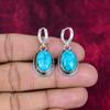 Blue Turquoise Handmade Gemstone Earrings, 925 Solid Sterling Silver Antique Jewelry Earrings, For Engagement Gift