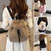 Fuzzy Backpack Faux Fur Fluffy Daypack Drawstring Closure Casual Furry Backpack for School Commuting