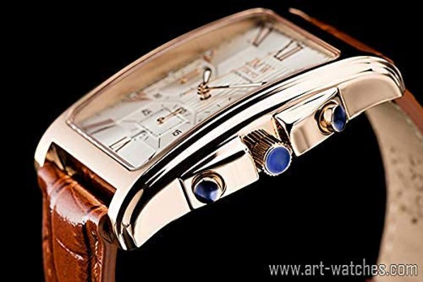 Квадратные часы Серебряные часы из розового золота Квадратные прямоугольные часы с хронографом Ограниченная модель Seiko Quartz Кожаный ремешок Натуральная кожа Бизнес Простые популярные дневные