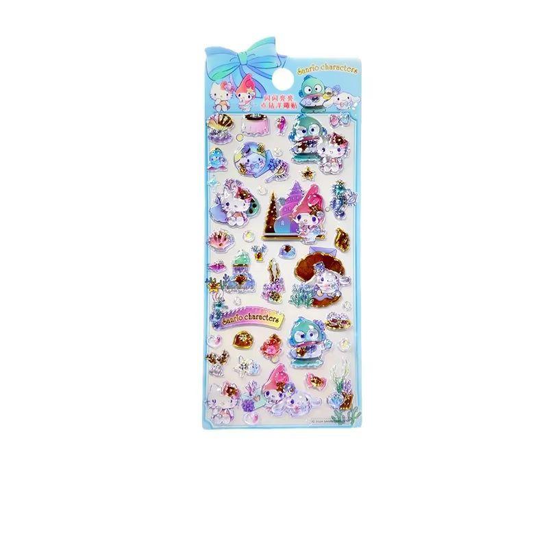 4 Pcs Hello Kitty Kuromi Melody 3D Relief Stickers Set for Kids Guka Decorative Diamond Stickers Mixed Animation Derivatives