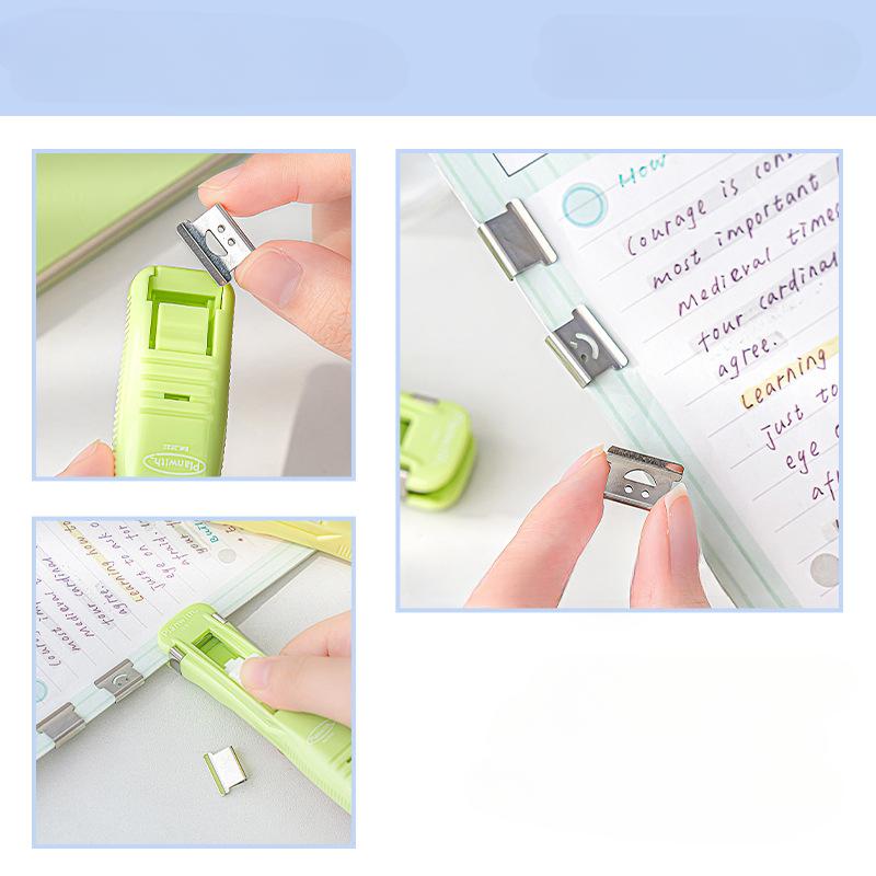 1Pc Creative Stapler Without Staples Creative Simplicity Candy Color Pusher A4 Paper Storage Clip Pusher Office/student Supplies