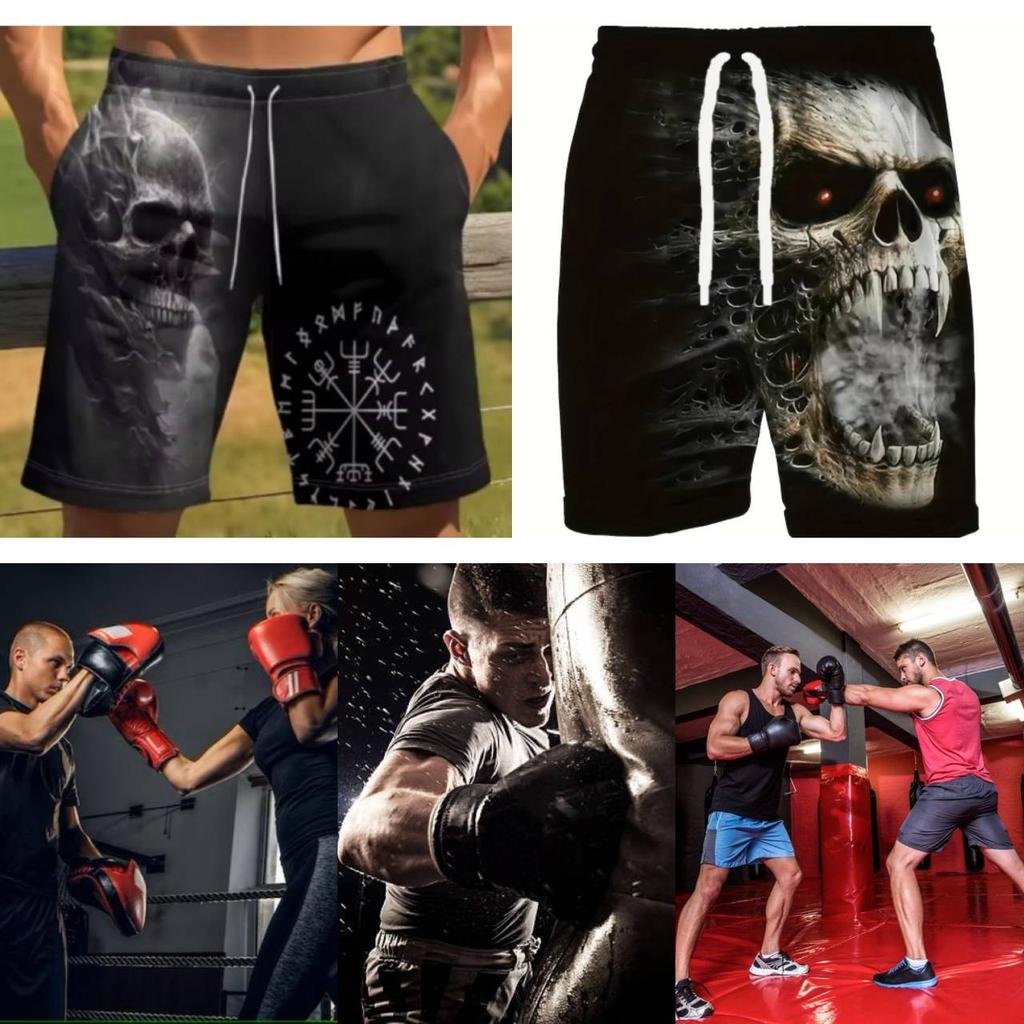 Skull Ghost Skeleton Demon Devil Horror Boxing Shorts Pants 3D Print Training Unisex Men Women Quick Dry Fitness Gym Sport Workout Casual Streetwear