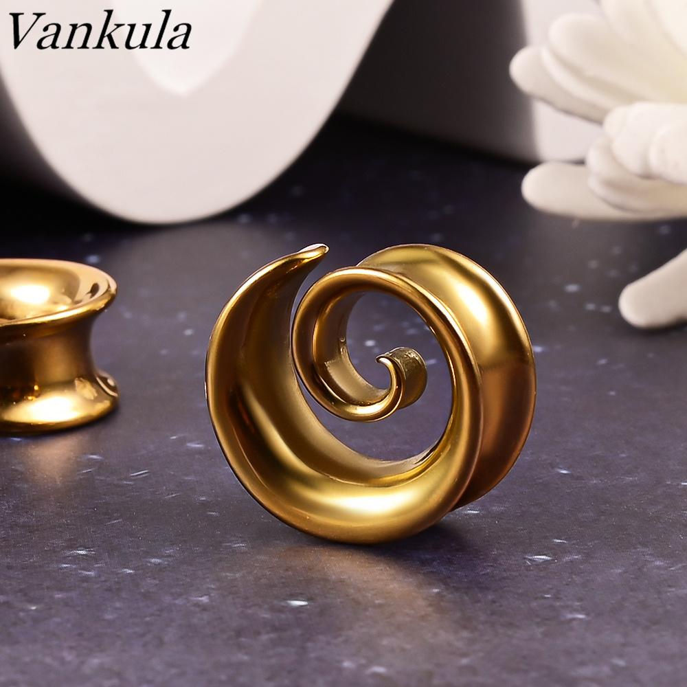 Vankula 2 шт. Новые круглые спиральные заглушки-седла для растянутых мочек ушей, тоннели, расширители, пирсинг, украшения для тела