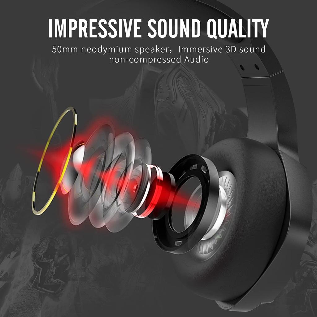 NUBWO BW01 Wireless Gaming Headset with Microphone for PC/PS4/PS5, 2.4G Wireless Bluetooth USB Gamer Headphones with Mic for Laptop Computer