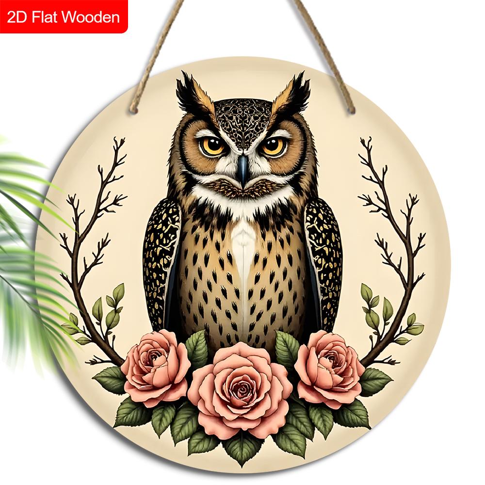 4 Different Styles of Wooden Sign with Owls Pattern, Unique Decorative Plaques for Front Door, Wall Hanging Decor, Ideal Gift for Friend & Family