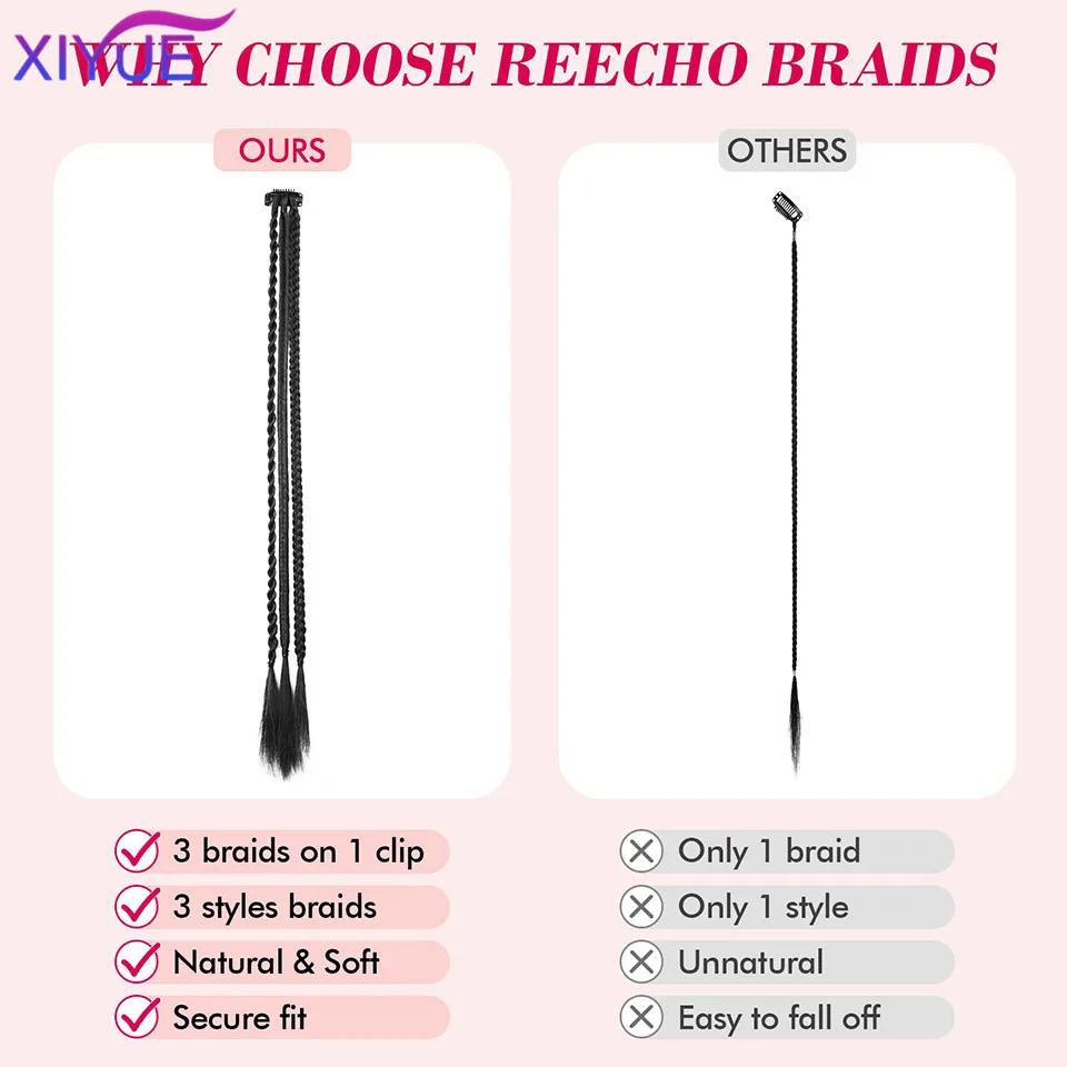 Заколка для передних косичек в прическе с 3 косами на каждой заколке, в общей сложности 22-дюймовые натуральные мягкие синтетические шиньоны для концерта