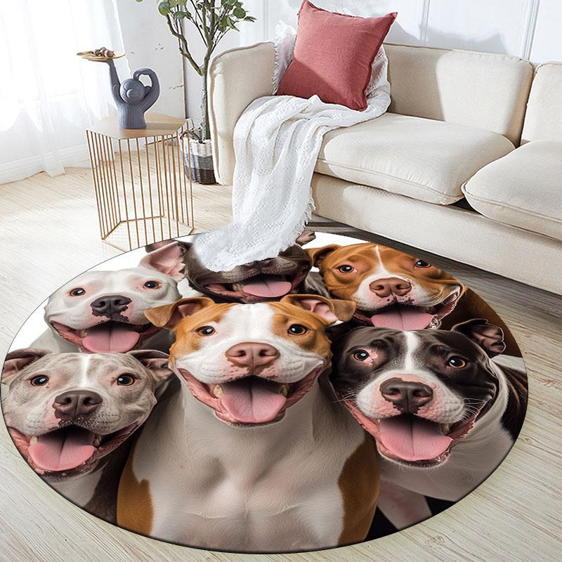 Pitbull Theme pattern round rug,Carpet Rug for Living Room Bedroom Playroom ,Non-slip Floor Mat,Holiday Gifts and Birthday Gifts.