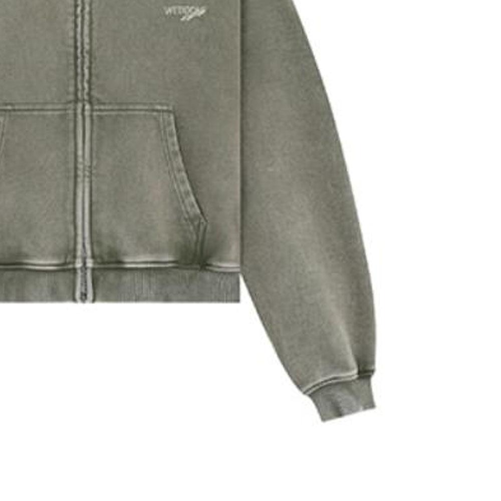 WE11DONE Washed Faded Letter Print Long Sleeve Jacket Unisex jackets Khaki WD-TJ3-23-820-U-KK