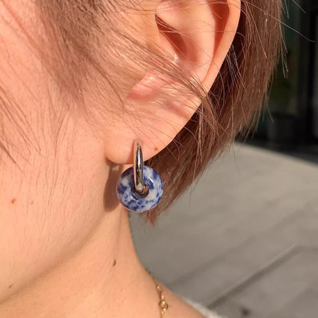 Пряжка для ушей из натурального агата и нефрита, два вида круглых сережек с пряжкой, улучшенное чувство света, роскошь, простая безопасная пряжка, кольцо