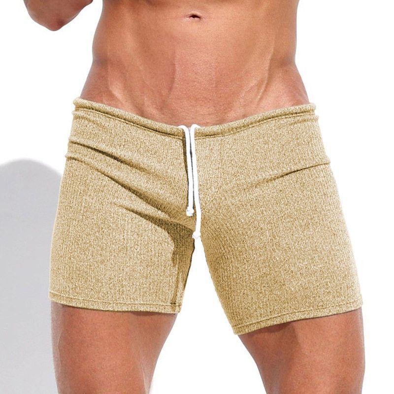 Fashion Summer Men Sexy Lacing Shorts Holiday Casual Sports Fitness Breathable Stretch Silm Shorts Tide