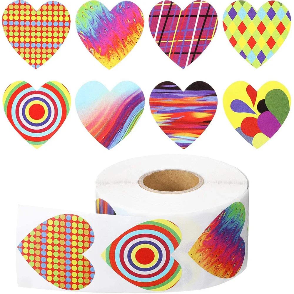 100-500pcs Red Heart Sticker for Valentine's Day Paper Packaging Sticker Valentine's Love Decorative Stickers 1inch Gift Decor