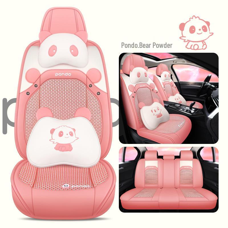 Новый мультяшный кожаный комплект подушек на сиденья автомобиля из ледяного шелка, на все сезоны