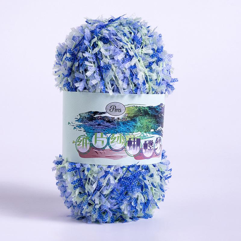 1PC Rainbow 160M Scarf Hat Sweater Colorful 50g/roll DIY Butterfly Paper Yarn Crochet Thread Fancy Blend