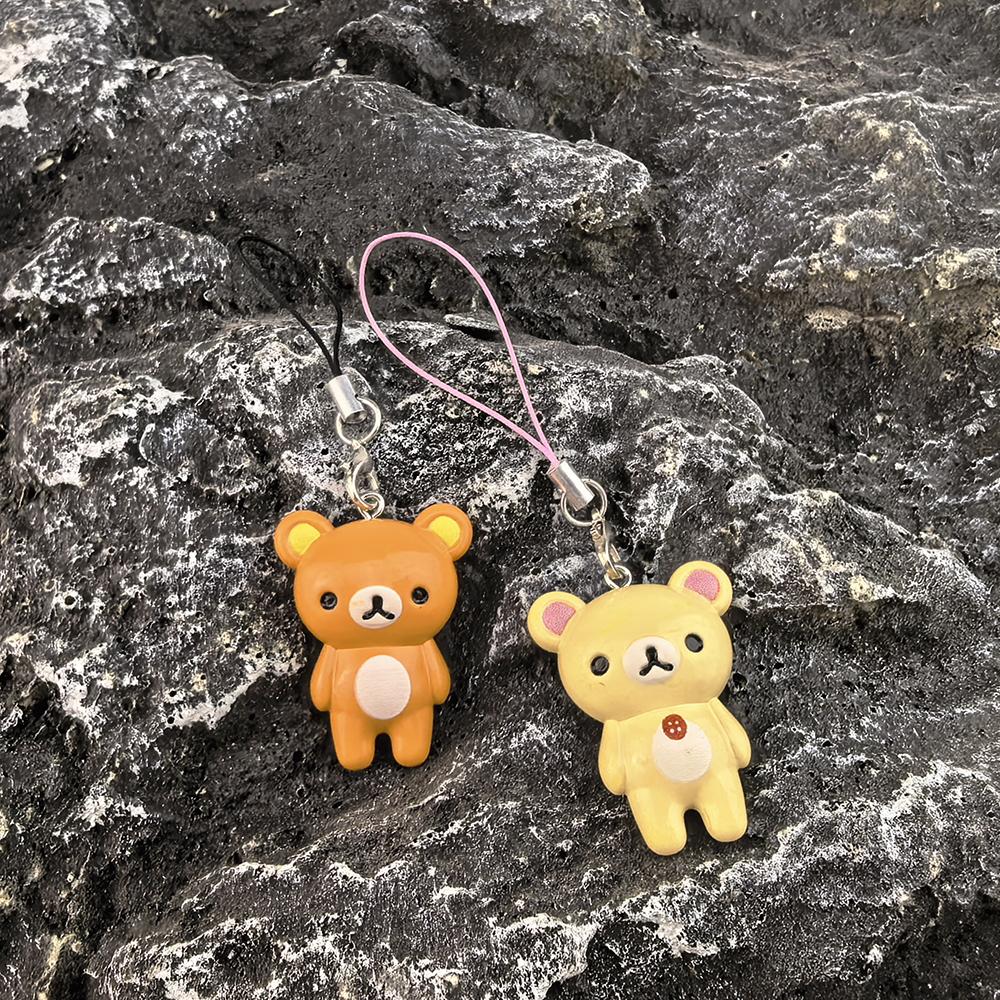 Kawaii Rilakkuma Easy Bear Phone Rope Chain Keyrings Lazybear Doll Keychains Bag Key Pendants Gift