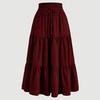 Bohemian Style Women Skirt Elastic High Waist Adjustable Drawstring Cake Skirt Solid Color A-Line Summer Skirt