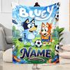 Bluey's Festive Football Fun Customize Your Name Blanket Throw Customizable Blanket Ultra-Soft Suitable for Picnics Chair Bedding Seaside