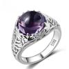 Vintage Rings For Women Elegant Round Amethyst Wedding Engagement Charms Female Fine Jewelry