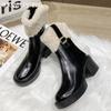 Женские ботильоны из массивного меха, кожаные туфли на среднем каблуке, дизайнерская обувь 2025 года, новый тренд бренда, зимние модные туфли-лодочки в готическом стиле, новые женские ботинки