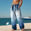 Men's Loose Casual Solid Color Trousers Blue Gradient Printed Straight Pants