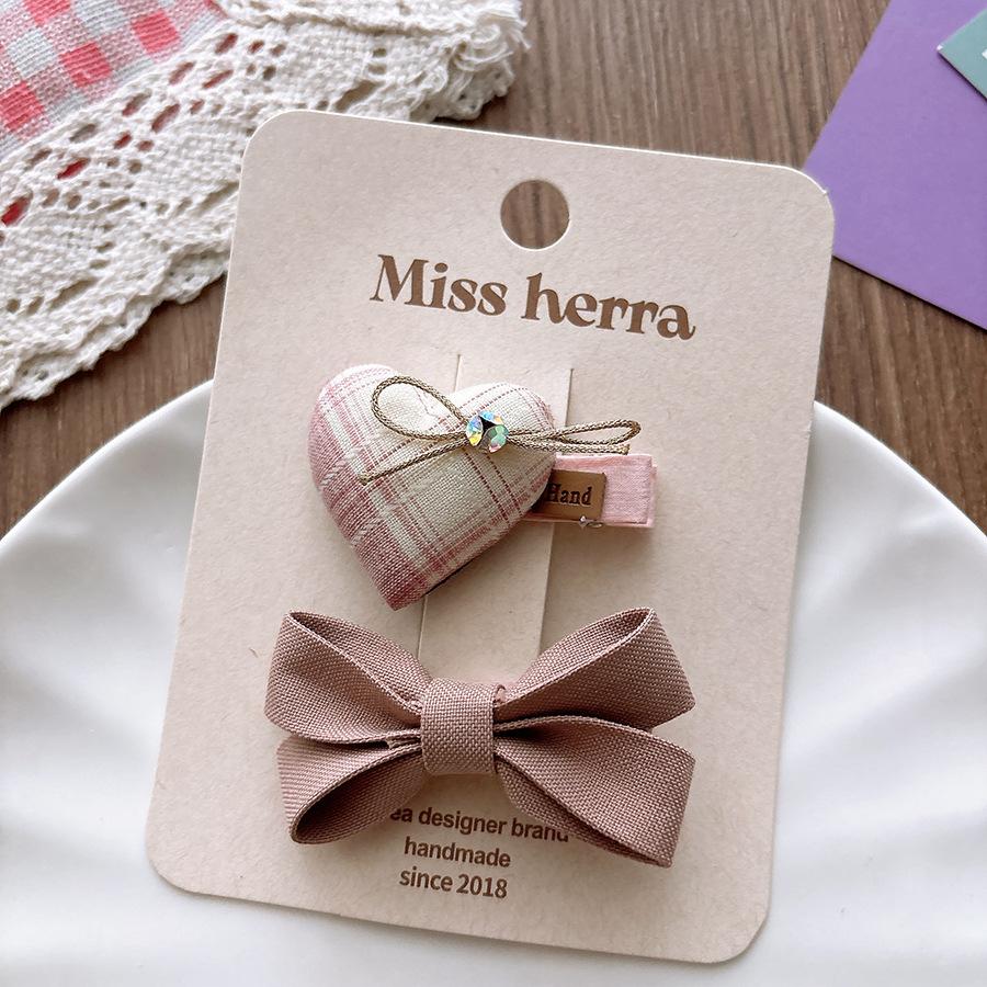 2 шт./компл. Милая принцесса, элегантная заколка для волос для девочки, однотонная клетчатая заколка-бантик для детей, милые аксессуары для волос, головные уборы