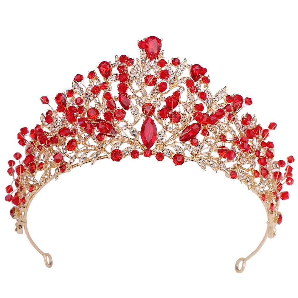 Elegant Multicolor Alloy String Handmade Crystal Wedding Tiara Bridal Crown