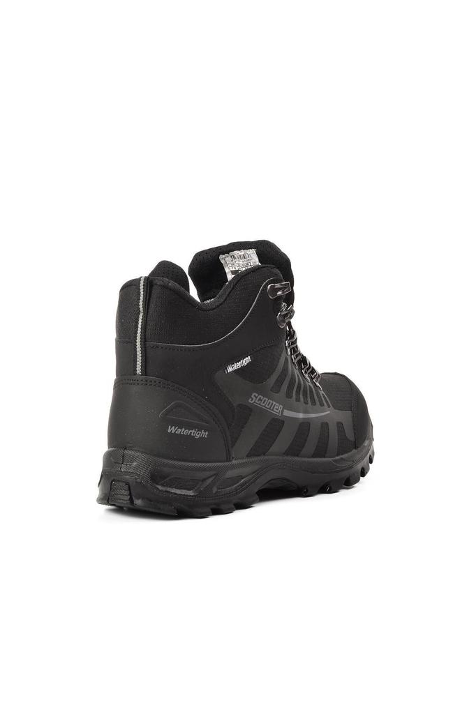 Men's Fashion Waterproof Flat Heeled Boots Bootie Textile Black Waterproof Outdoor Shoes