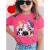 Girls' Cartoon Cat Printed T-Shirt Polyester Summer Elementary Girl Clothes Short Sleeve Children Top Kawaii T-Shirts Girl Tops