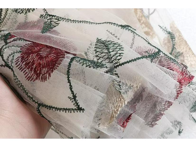 Женская французская ретро сетчатая юбка А-силуэта с цветочной вышивкой для весны/лета